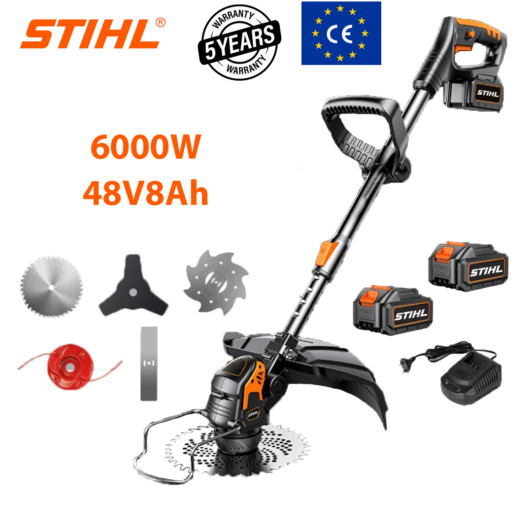    Modelo básico: 6000 W de potencia (con batería de litio de 48 V 6 Ah*2 + cuchilla de aleación*1 + cuchilla triangular*1 + cuchilla recta*1 + cuerda de corte de aleación*1 + cuchilla antienredos*1 + cargador rápido*1)