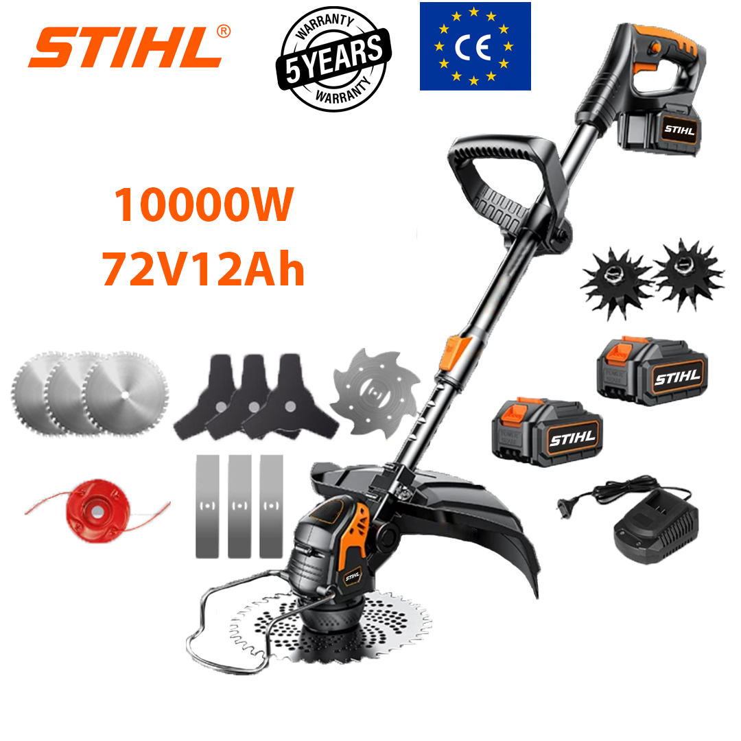    Modelo básico: 10000W de potencia (batería de litio de regalo 72V10Ah * 2 + cuchilla de aleación * 3 + cuchilla triangular * 3 + cuchilla recta * 3 + cuerda de corte de aleación * 1 + cuchilla anti-bobinado * 1 + cabezal de arado * 2 + cargador rápido * 1)